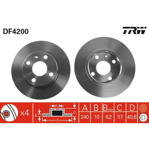 Levný Brzdový kotouč TRW DF4200