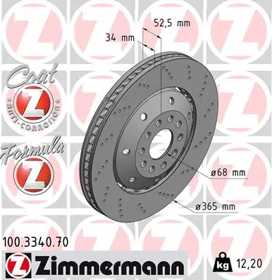 Brzdový kotouč ZIMMERMANN 100334070 Sleva