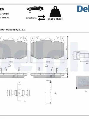 Akční Nabídka Sada brzdových destiček, kotoučová brzda DELPHI LP5074EV