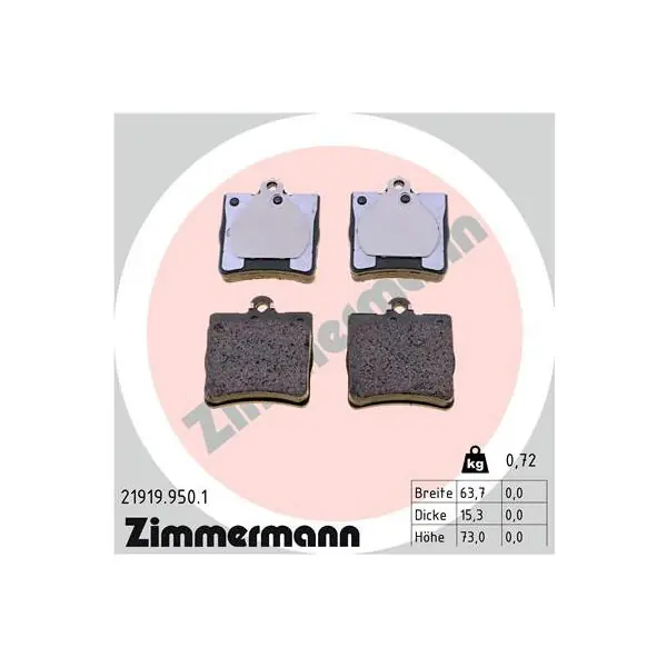 Sada brzdových destiček, kotoučová brzda ZIMMERMANN 21919.950.1 Výprodej