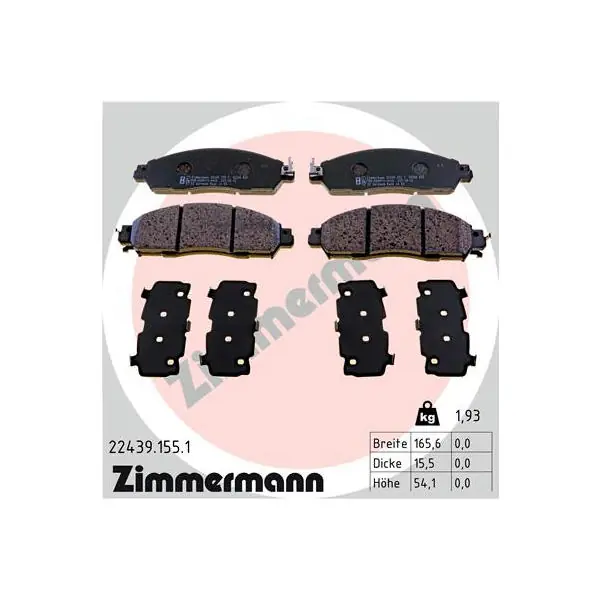 Sada brzdových destiček, kotoučová brzda ZIMMERMANN 22439.155.1 Poslední Šance